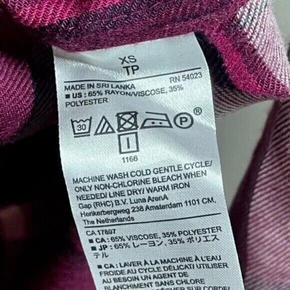 NEW Banana Republic Shirt Womens XS purple black plaid button up preppy - Picture 7 of 10